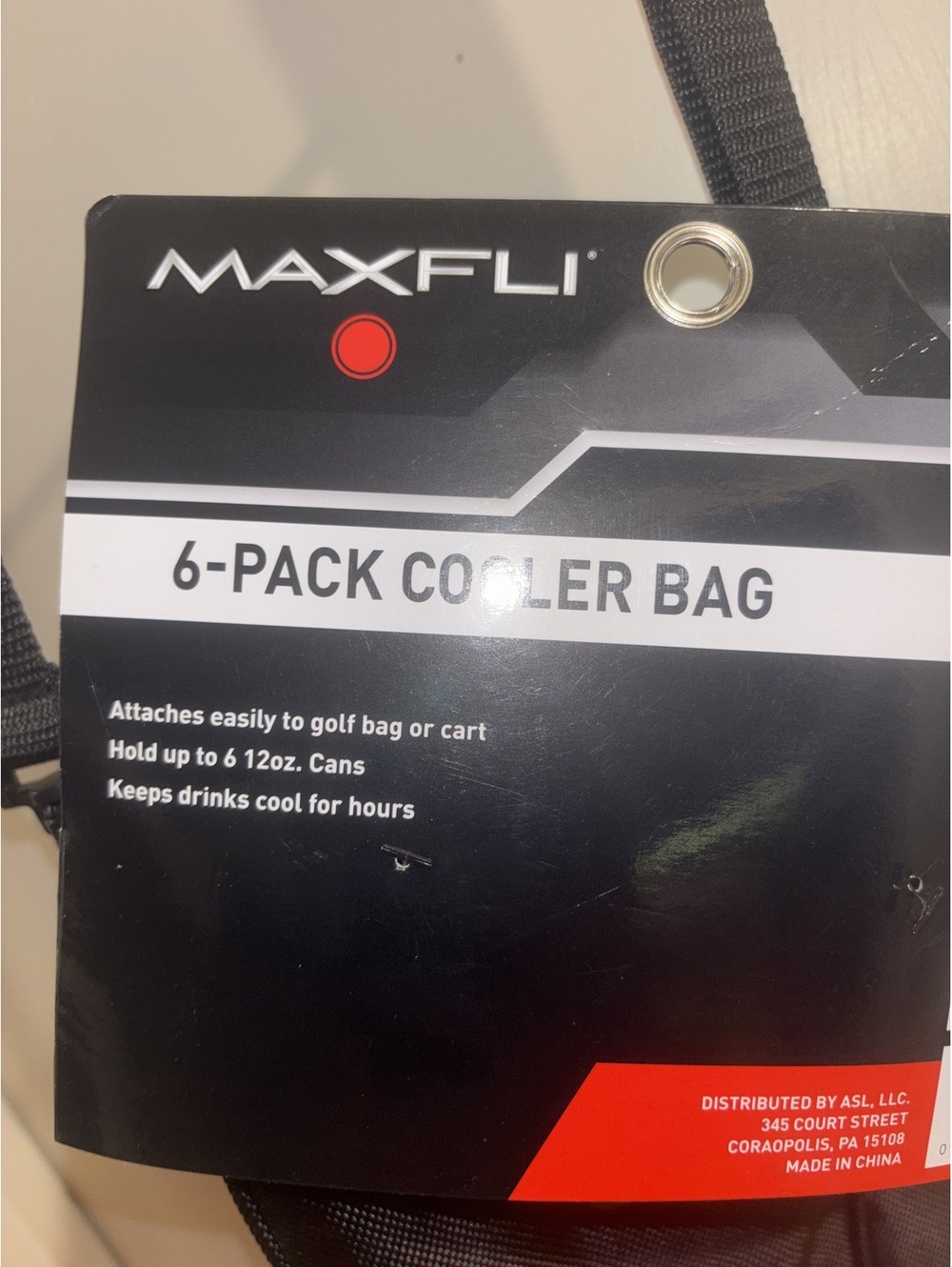 MAXFLI 6 Pack Golf Cooler Bag Black Insulated Beverage Tote Holds 6 Cans NWT